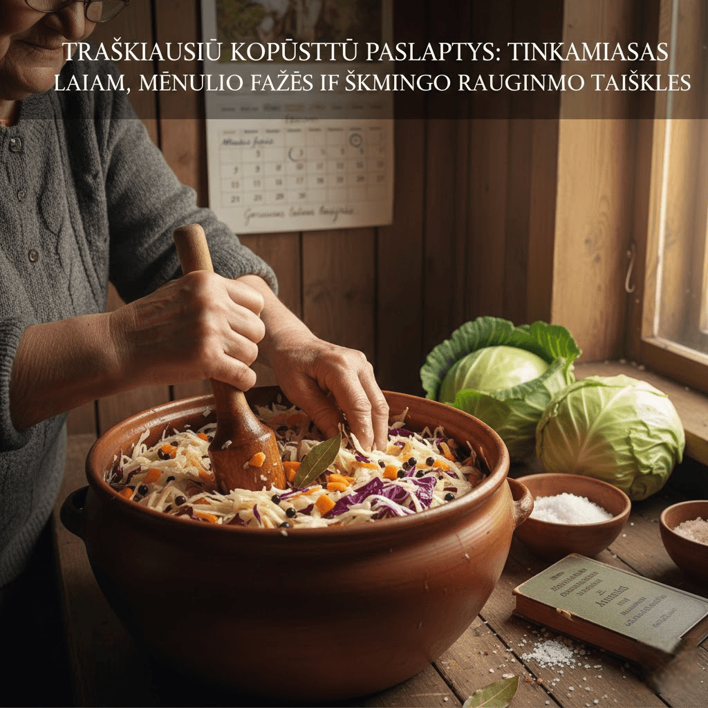 Traškiausių kopūstų paslaptys: tinkamiausias laikas, mėnulio fazės ir sėkmingo rauginimo taisyklės Traškiausių kopūstų paslaptys: tinkamiausias laikas, mėnulio fazės ir sėkmingo rauginimo taisyklės