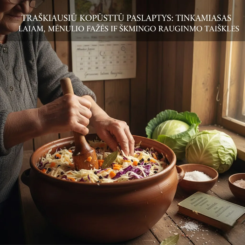 Traškiausių kopūstų paslaptys: tinkamiausias laikas, mėnulio fazės ir sėkmingo rauginimo taisyklės