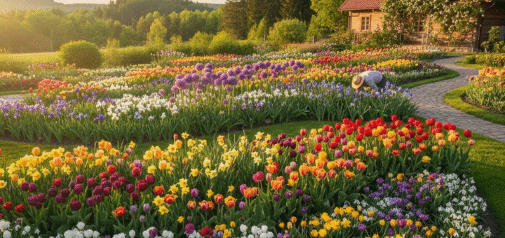 Spalvų architektūra sode: Svogūninių gėlių pasirinkimo, sodinimo ir priežiūros strategijos