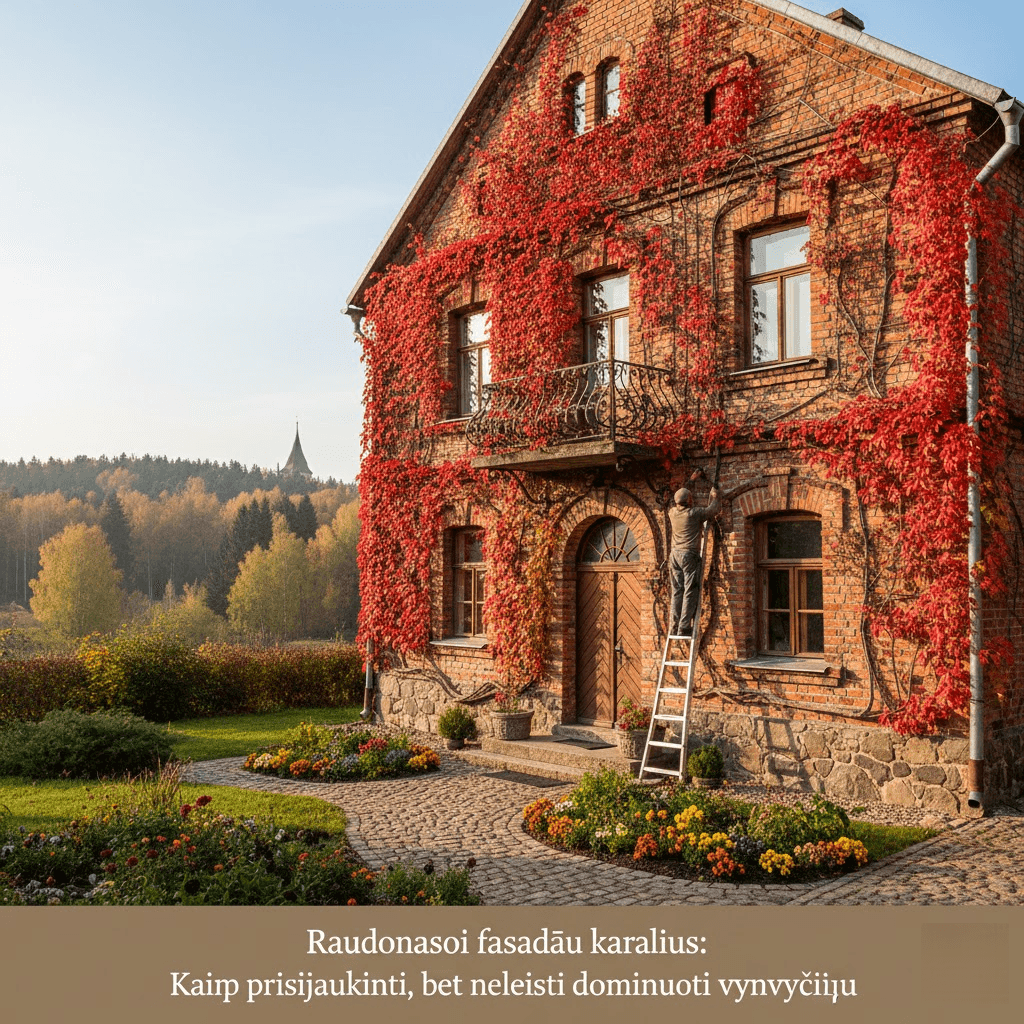 Raudonasis fasadų karalius: Kaip prisijaukinti, bet neleisti dominuoti vynvyčiui Raudonasis fasadų karalius: Kaip prisijaukinti, bet neleisti dominuoti vynvyčiui