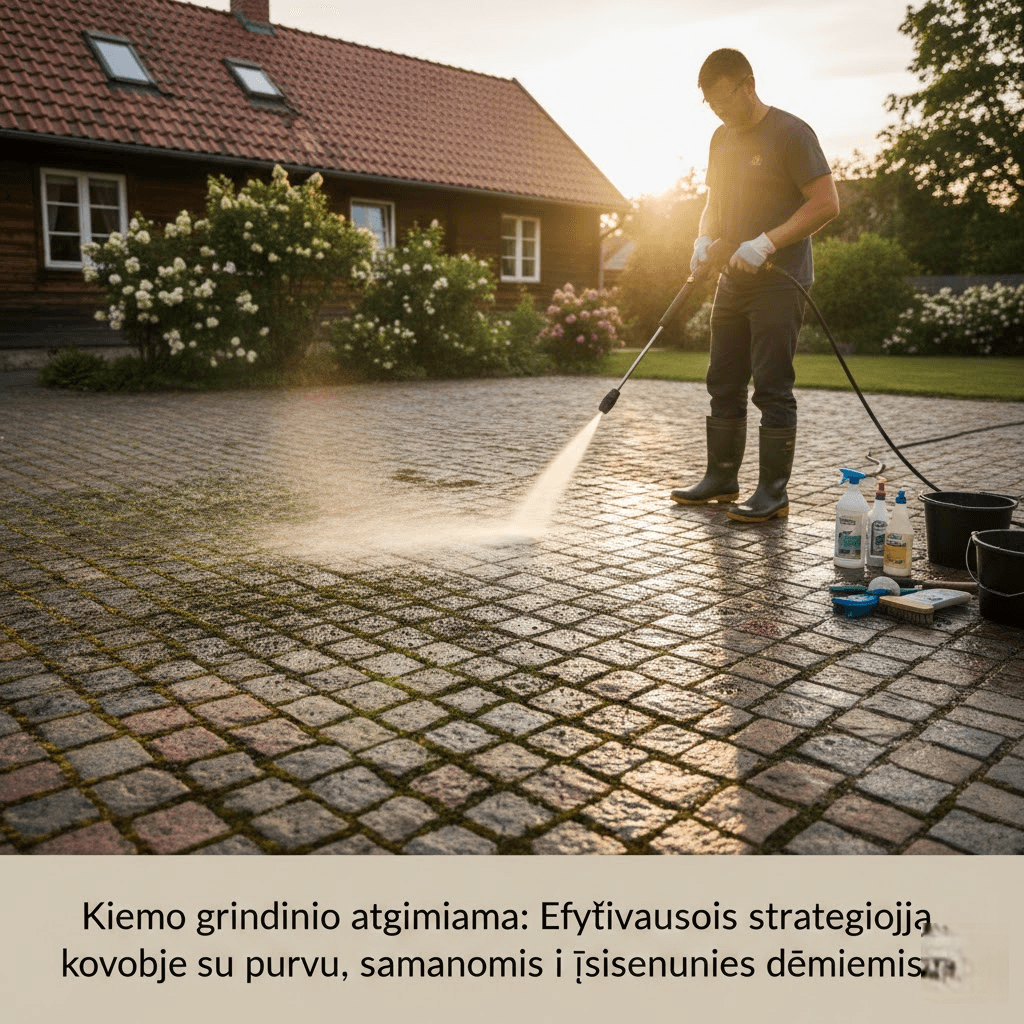 Kiemo grindinio atgimimas: Efektyviausios strategijos kovoje su purvu, samanomis ir įsisenėjusiomis dėmėmis