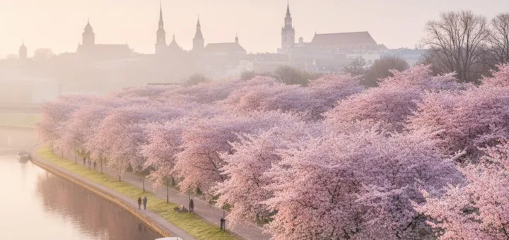 Vilniaus sakurų parkas: rožinė pavasario oazė prie Neries