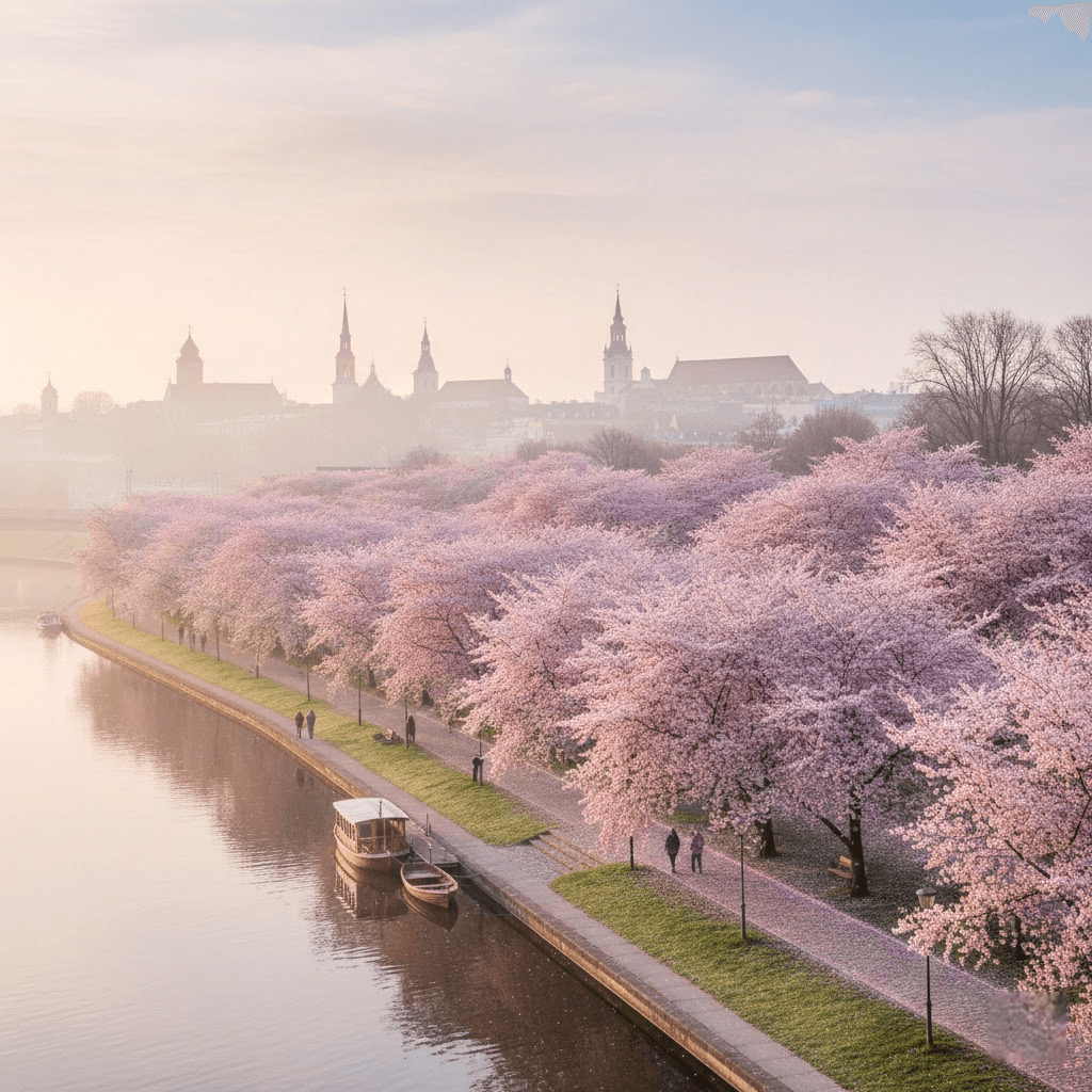 Vilniaus sakurų parkas: rožinė pavasario oazė prie Neries