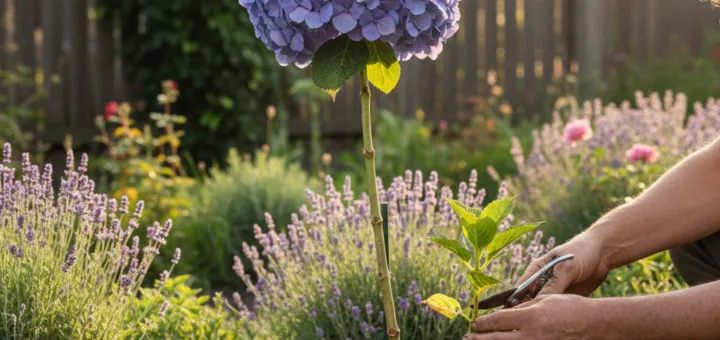 Hortenzija ant koto: Elegantiškas sodo akcentas, kurį galite suformuoti patys