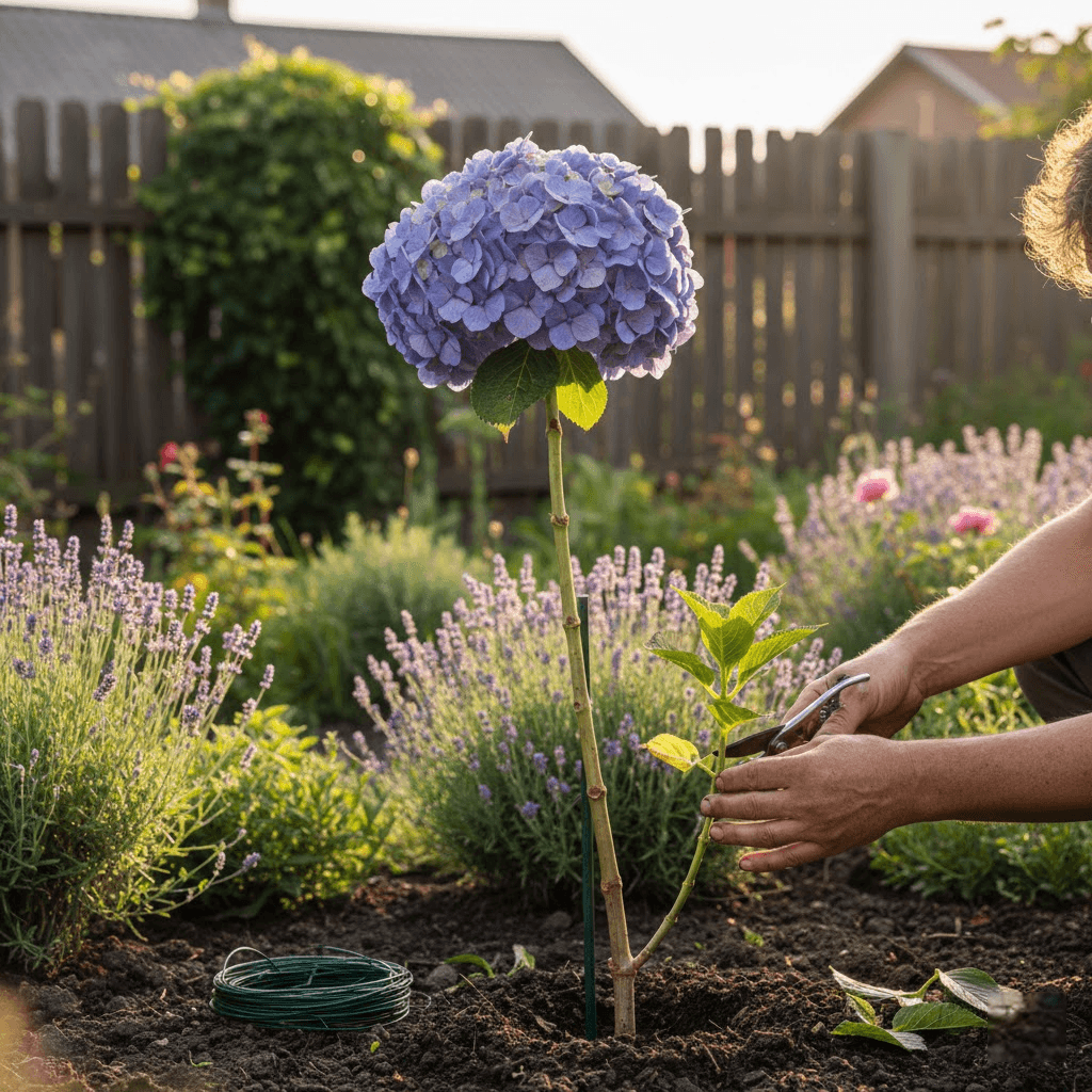 Hortenzija ant koto: Elegantiškas sodo akcentas, kurį galite suformuoti patys