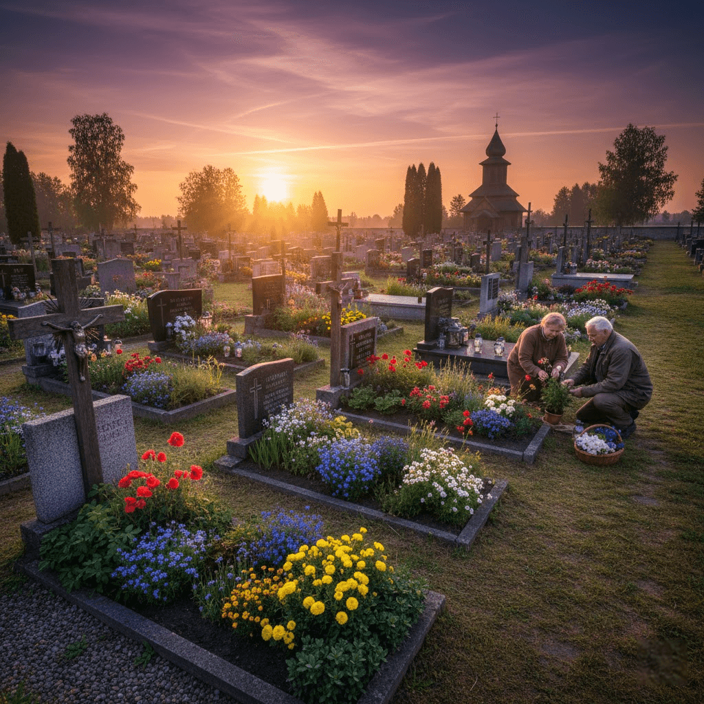 Spalvų harmonija amžinojo poilsio vietoje: Alūnės kapams ir jų priežiūros subtilybės Spalvų harmonija amžinojo poilsio vietoje: Alūnės kapams ir jų priežiūros subtilybės