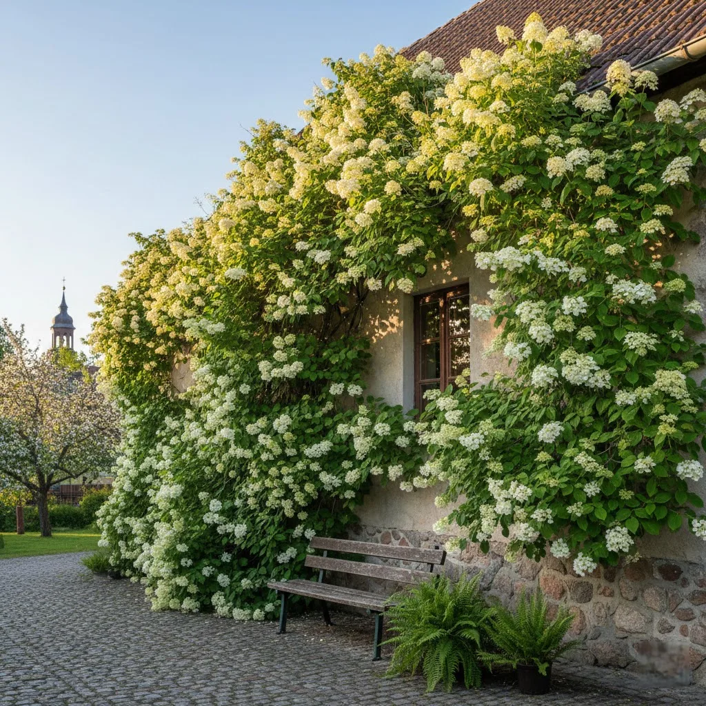 Vijoklinė hortenzija: Kaip paversti šiaurinę namo sieną žydinčiu šedevru