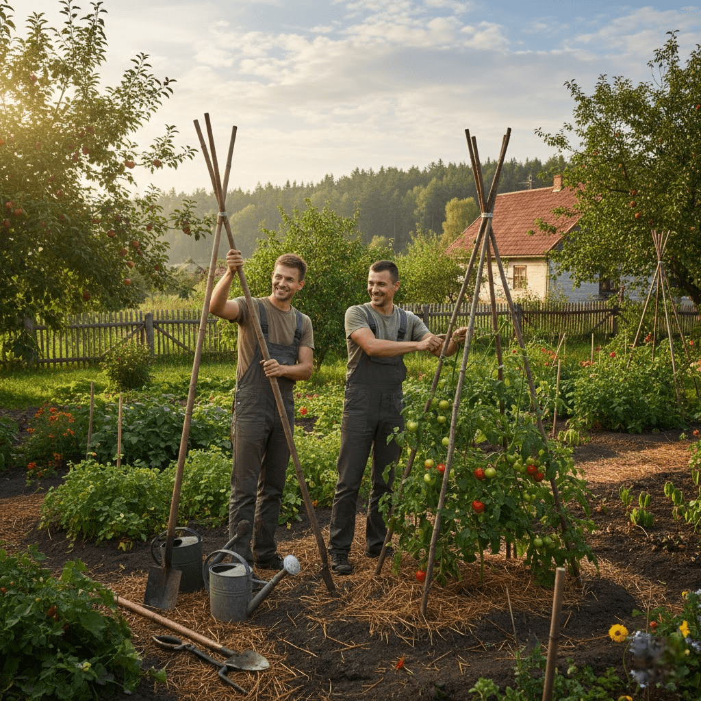 Du Broliai Sode: Dvigubo Stiebo Metodika ir Sinergija Jūsų Darže Du Broliai Sode: Dvigubo Stiebo Metodika ir Sinergija Jūsų Darže