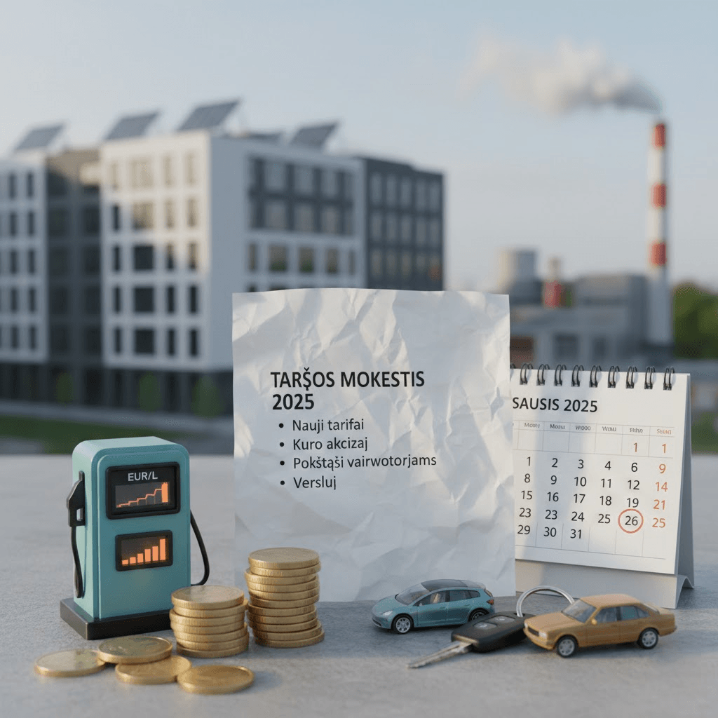 Taršos mokestis 2025: Nauji tarifai, kuro akcizai ir pokyčiai vairuotojams bei verslui