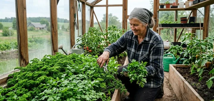 Sultingas derlius po stogu: meistriški patarimai, kaip puoselėti petražoles šiltnamio sąlygomis