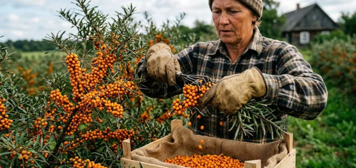 Oranžinio derliaus iššūkis: kaip skinti šaltalankius neprarandant kantrybės ir uogų vertės