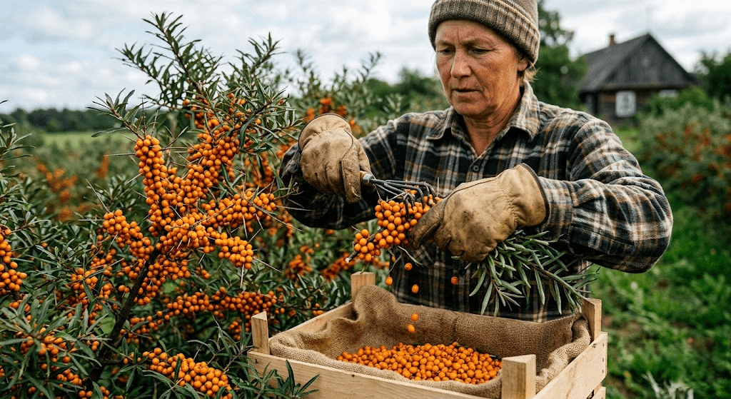 Oranžinio derliaus iššūkis: kaip skinti šaltalankius neprarandant kantrybės ir uogų vertės Oranžinio derliaus iššūkis: kaip skinti šaltalankius neprarandant kantrybės ir uogų vertės