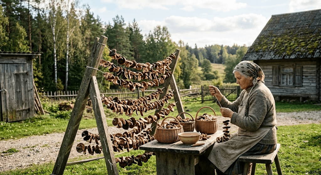 Saulės spindulių konservavimas: Archajiškas ir natūralus grybų džiovinimo menas gryname ore Saulės spindulių konservavimas: Archajiškas ir natūralus grybų džiovinimo menas gryname ore