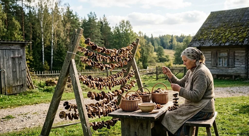 Saulės spindulių konservavimas: Archajiškas ir natūralus grybų džiovinimo menas gryname ore Saulės spindulių konservavimas: Archajiškas ir natūralus grybų džiovinimo menas gryname ore