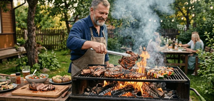 Dūmo aromatas ir sultingi kepsniai: Atviros ugnies kulinarija jūsų sode