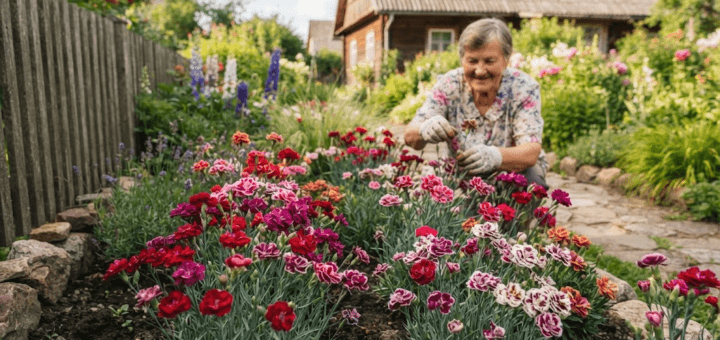 Gvazdikų auginimas darželyje: Elegancija, ryškios spalvos ir neblėstantis aromatas jūsų kieme